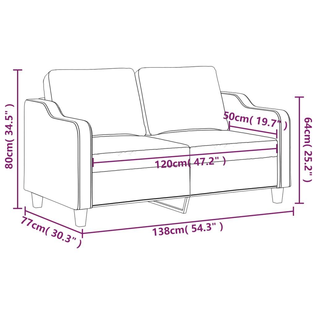 2-Seater Sofa Light Grey 120 cm Fabric Price