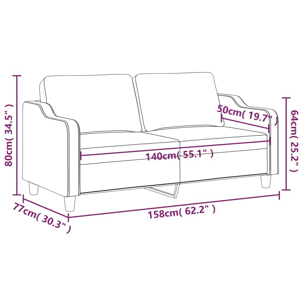 2-Seater Sofa Dark Grey 140 cm Fabric Price