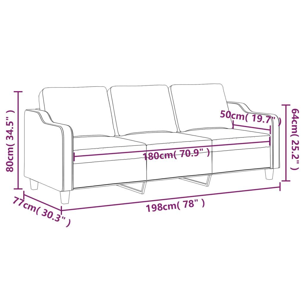 3-Seater Sofa Dark Grey 180 cm Fabric Price