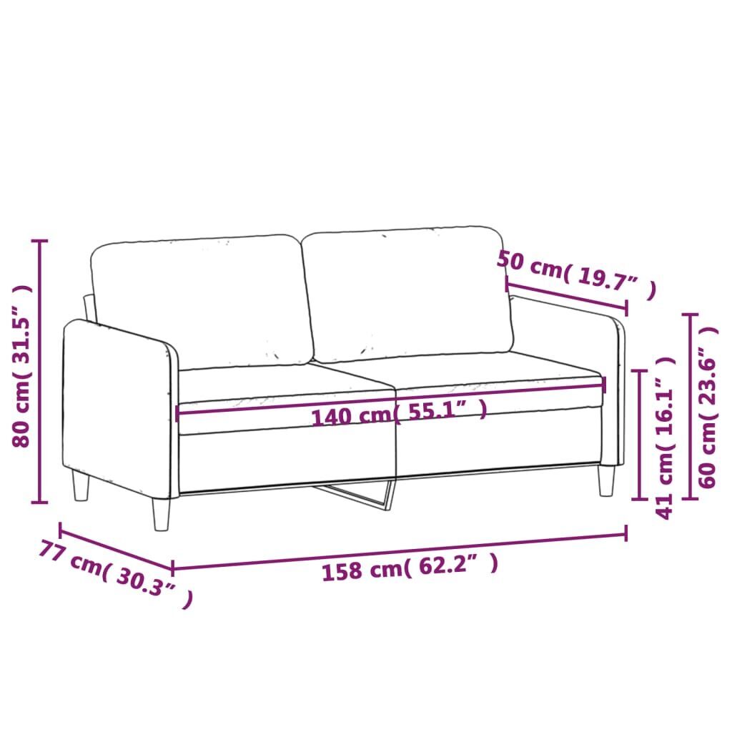 2-Seater Sofa Light Grey 140 cm Velvet Price