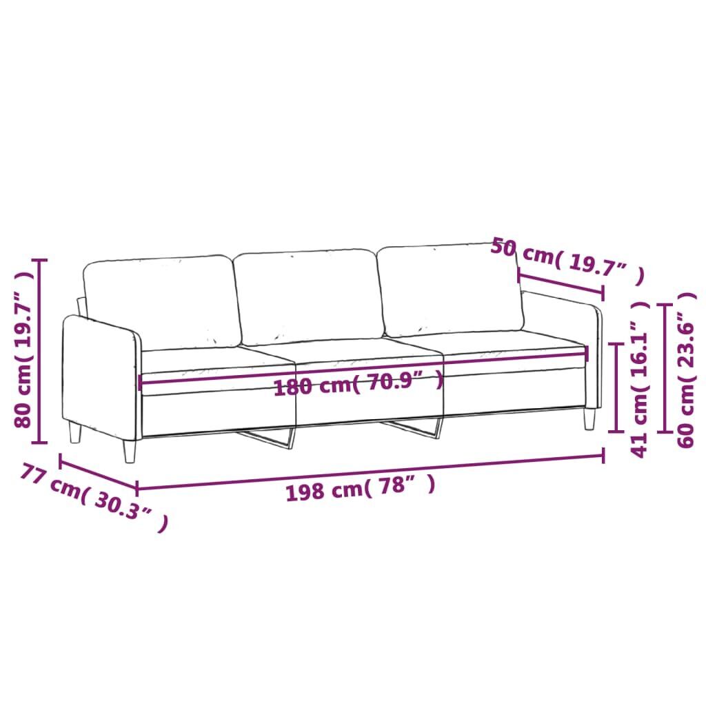 3-Seater Sofa Black Fabric 180 cm Price