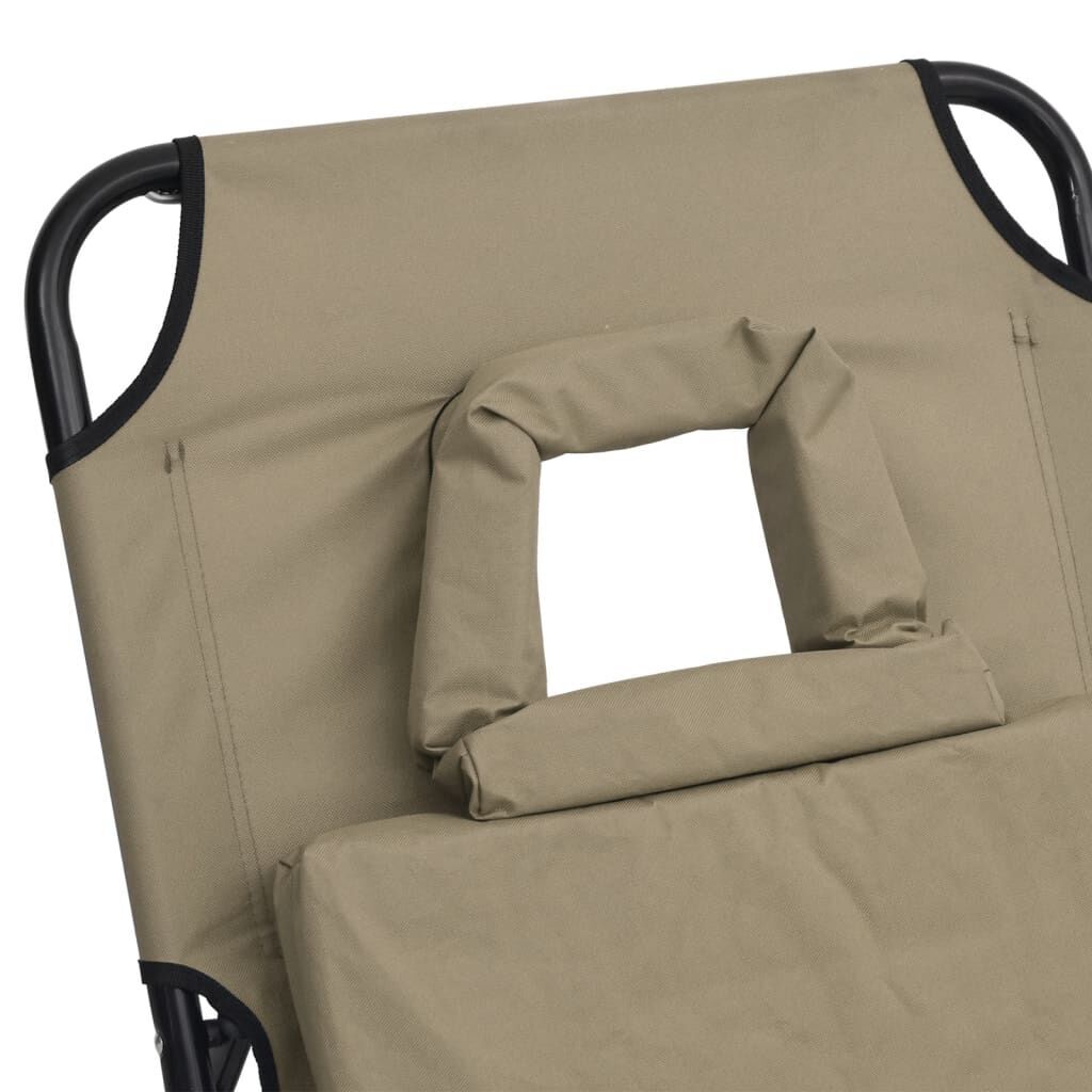 Folding Sun Lounger Taupe Oxford Fabric and Powder-coated Steel Price