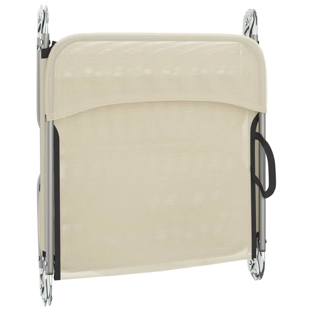 Folding Sun Loungers 2 pcs Cream Textilene and Steel Price
