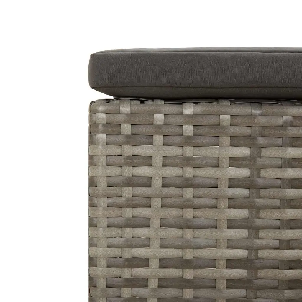 Garden Footrest with Cushion Grey Poly Rattan Price