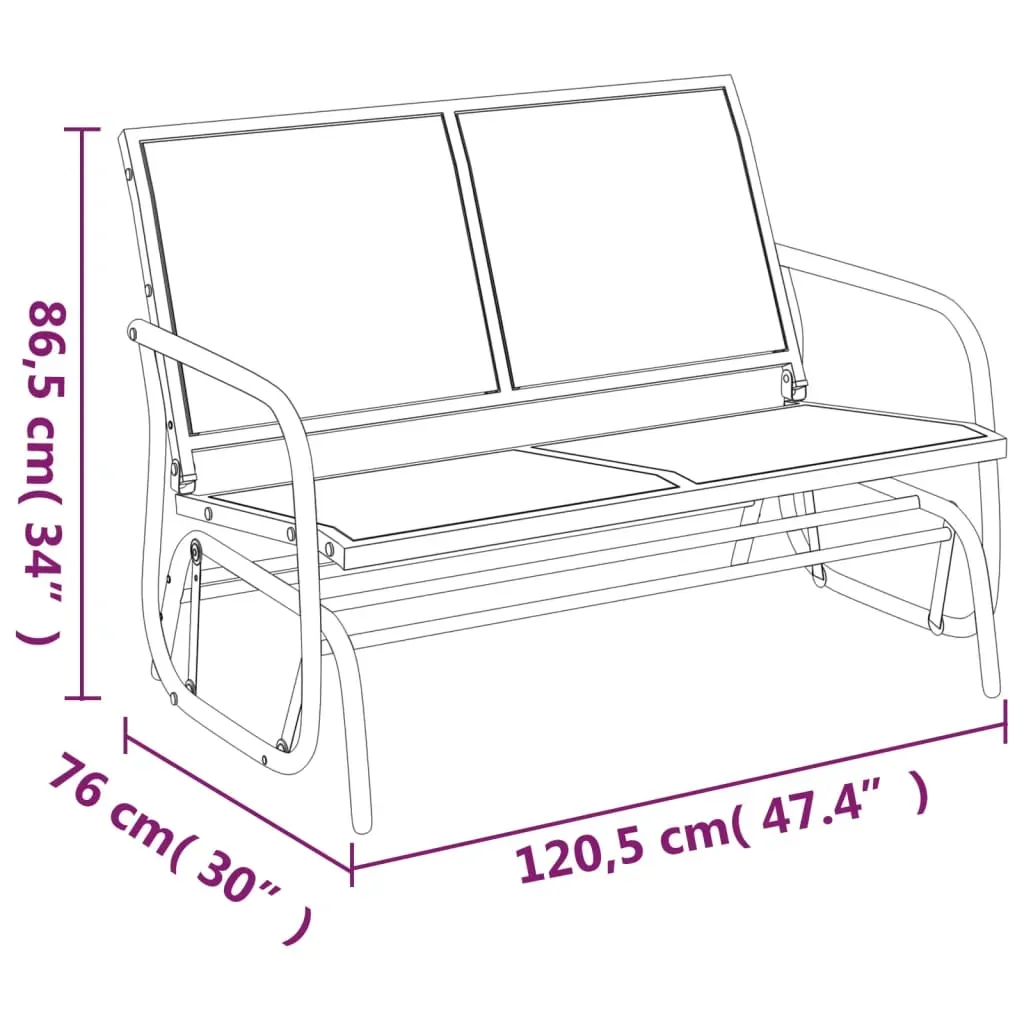 Garden Glider Bench Black 120.5x76x86.5 cm Textilene&Steel Price