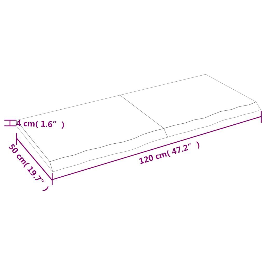 Wall Shelf Dark Brown 120x50x(2-4) cm Treated Solid Wood Oak Price