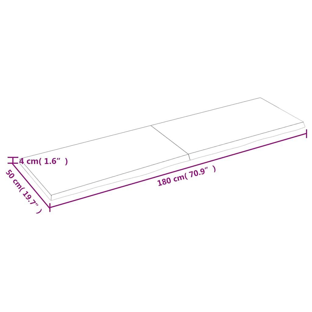 Wall Shelf Dark Brown 180x50x(2-4) cm Treated Solid Wood Oak Price
