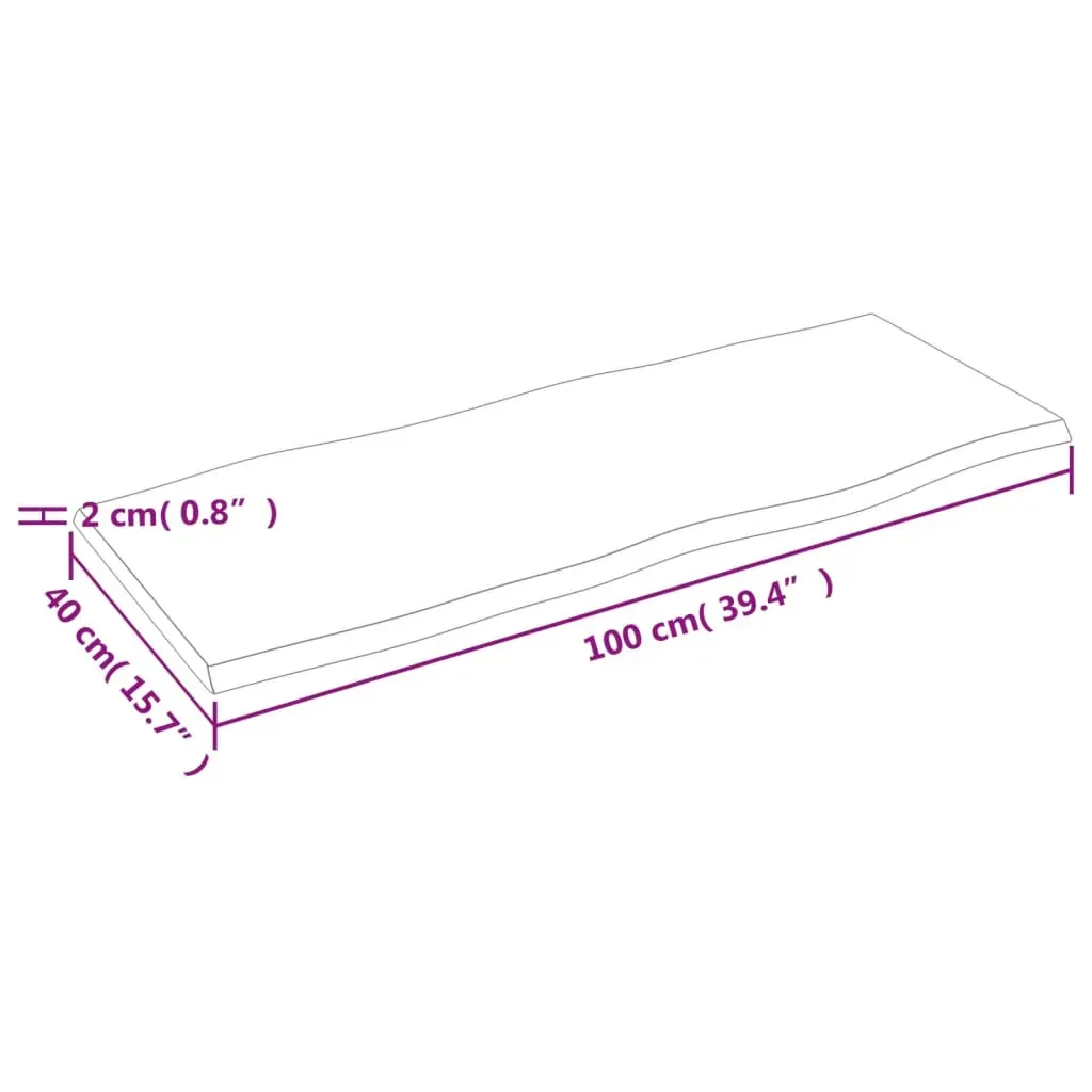 Table Top Light Brown 100x40x2 cm Treated Solid Wood Oak Live Edge Price