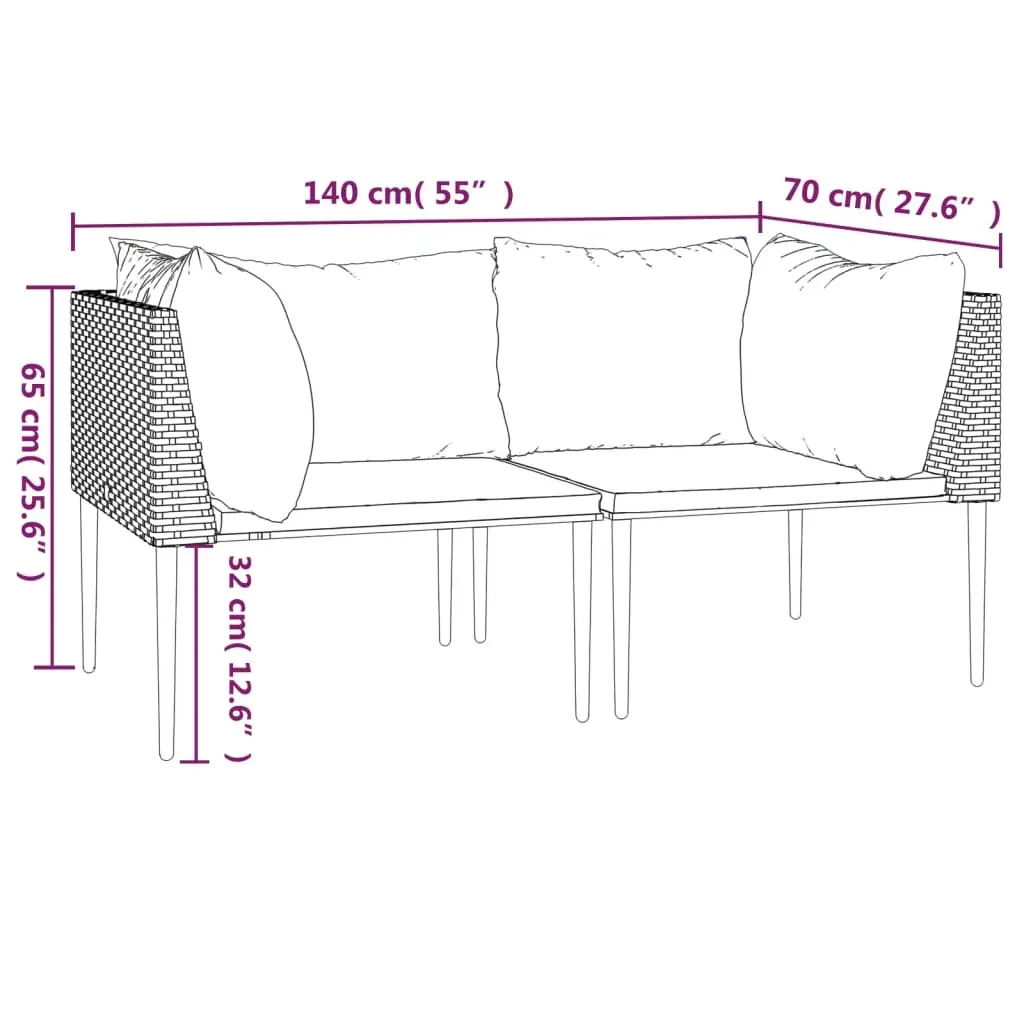 Garden Corner Sofas with Cushions 2 pcs Grey Poly Rattan Price