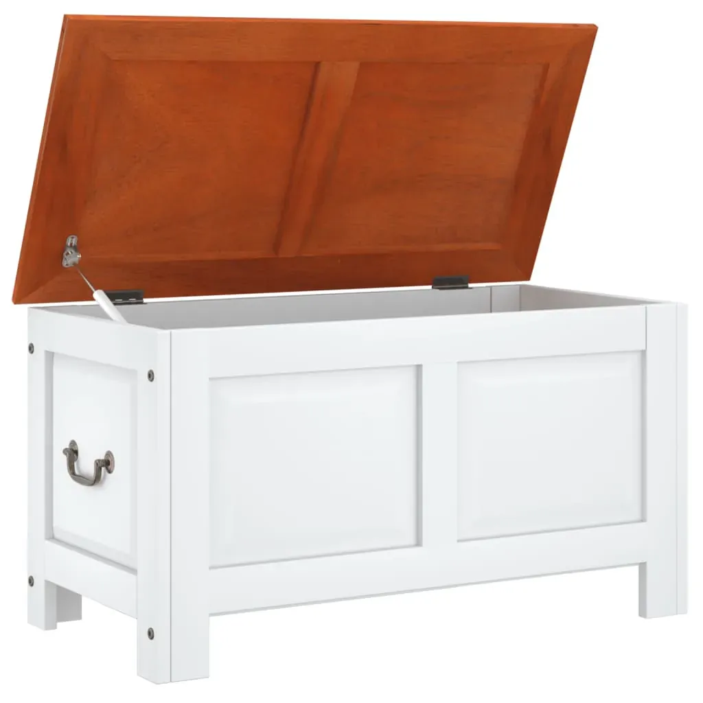Storage Chest with Lid Brown and White Solid Wood Acacia Price