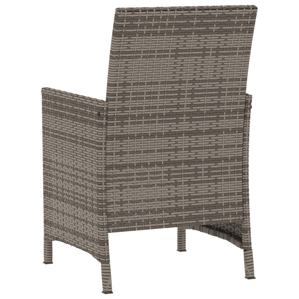 3 Piece Bistro Set with Cushions Grey Poly Rattan Price