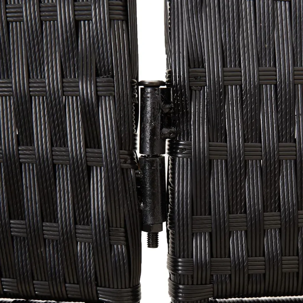 Room Divider 4 Panels Black Poly Rattan Price