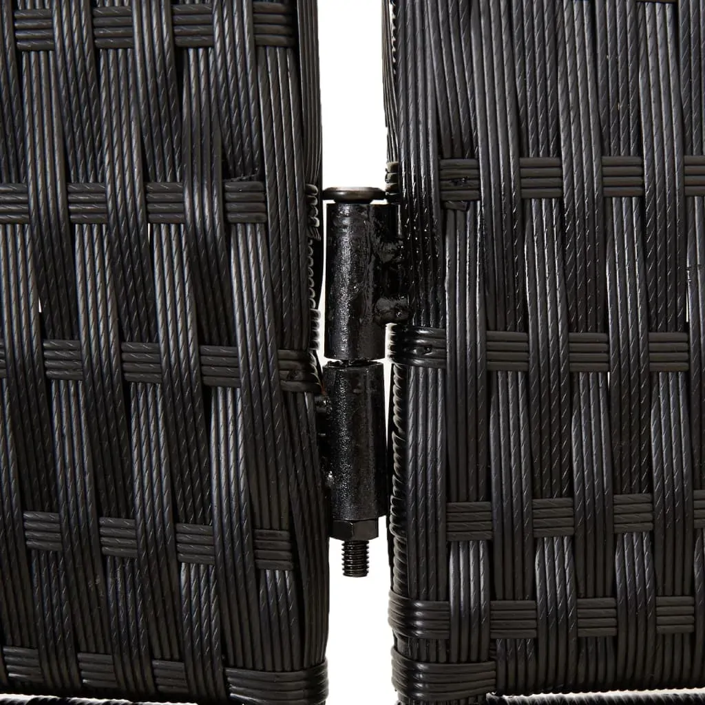 Room Divider 6 Panels Black Poly Rattan Price