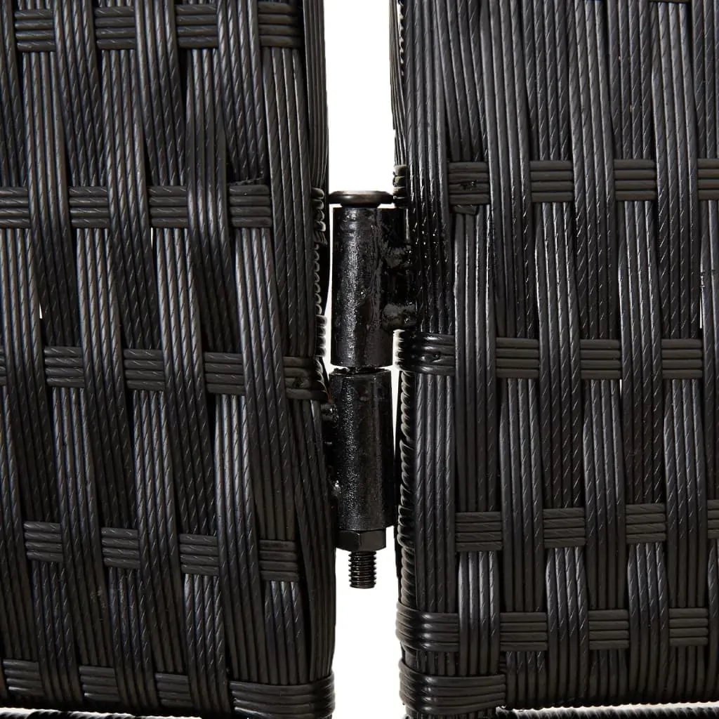 Room Divider 4 Panels Black Poly Rattan Price