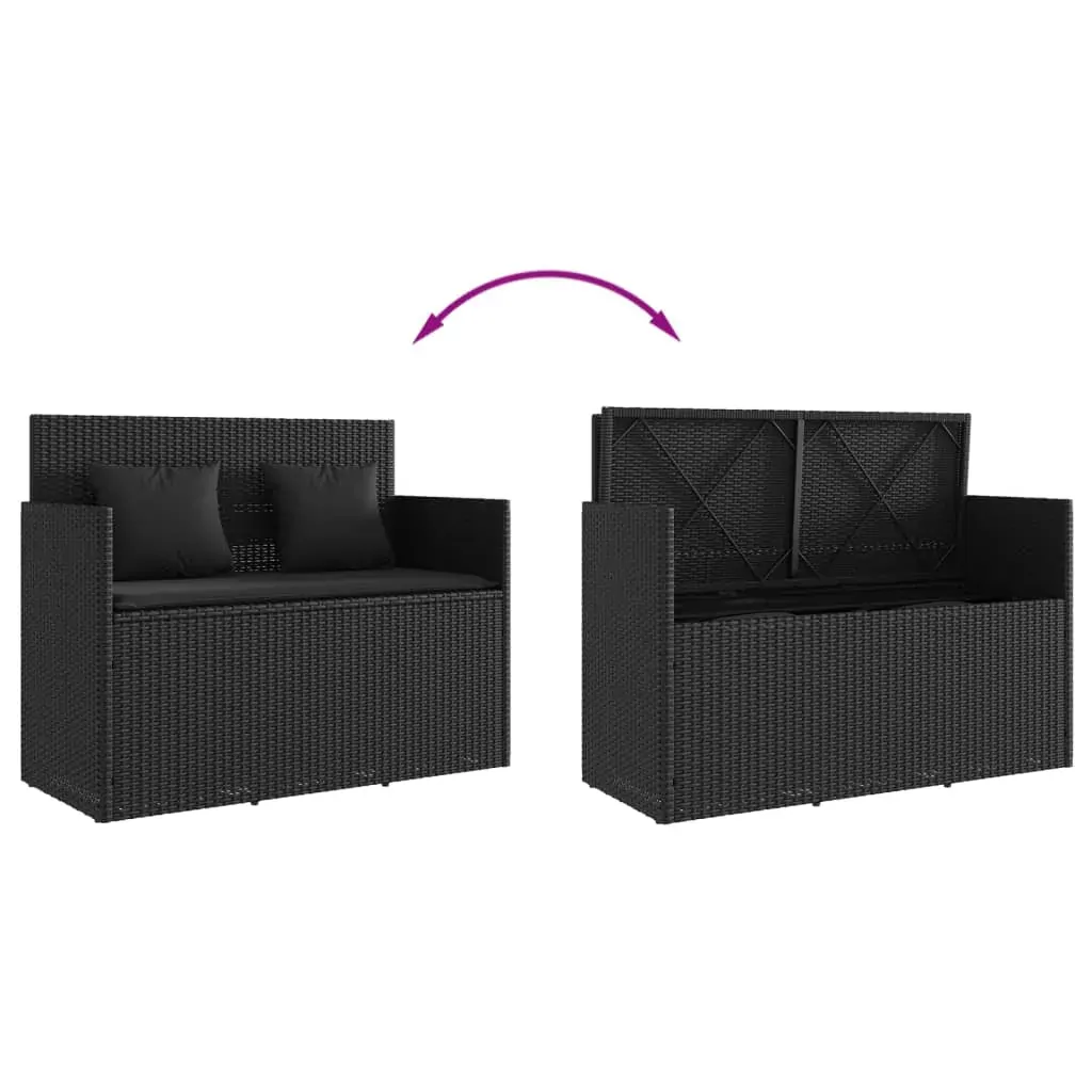 Garden Bench with Cushions Black Poly Rattan Price