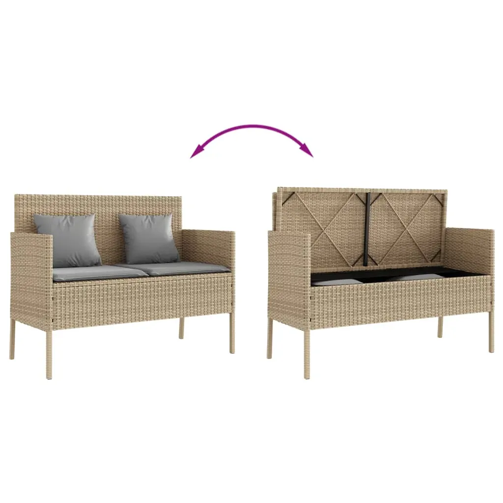 Garden Bench with Cushions Beige Poly Rattan Price