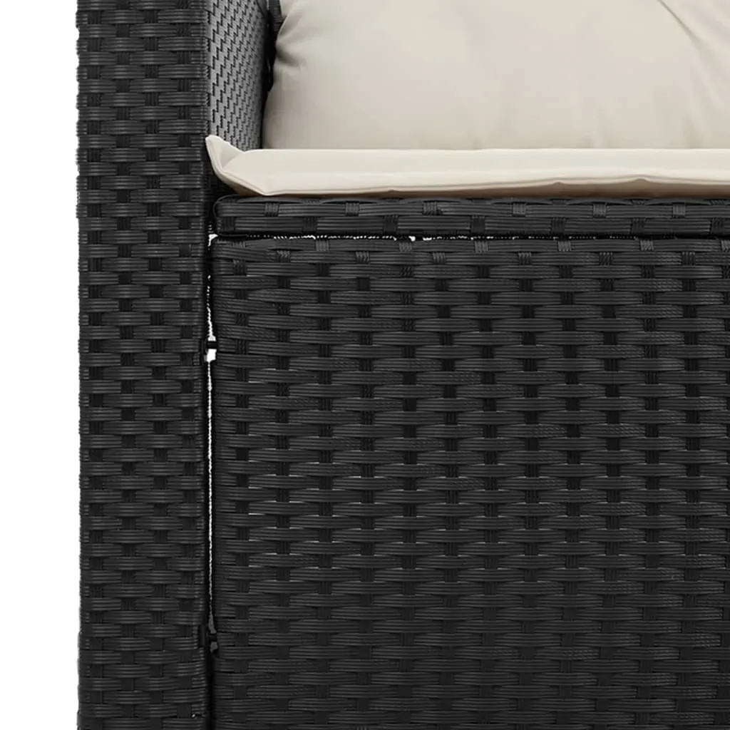 3 Piece Garden Sofa Set with Cushions Black Poly Rattan Price