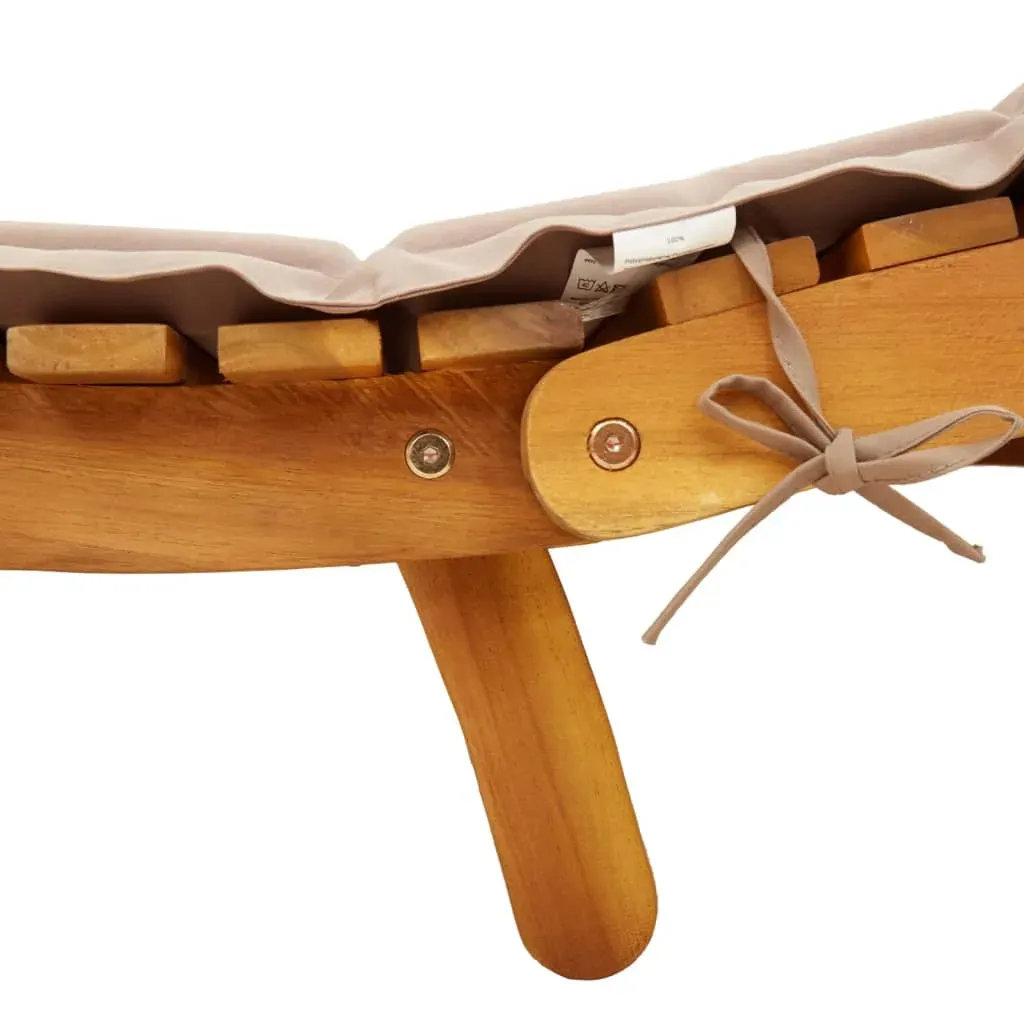Sun Lounger with Cushion Taupe Solid Wood Acacia Price