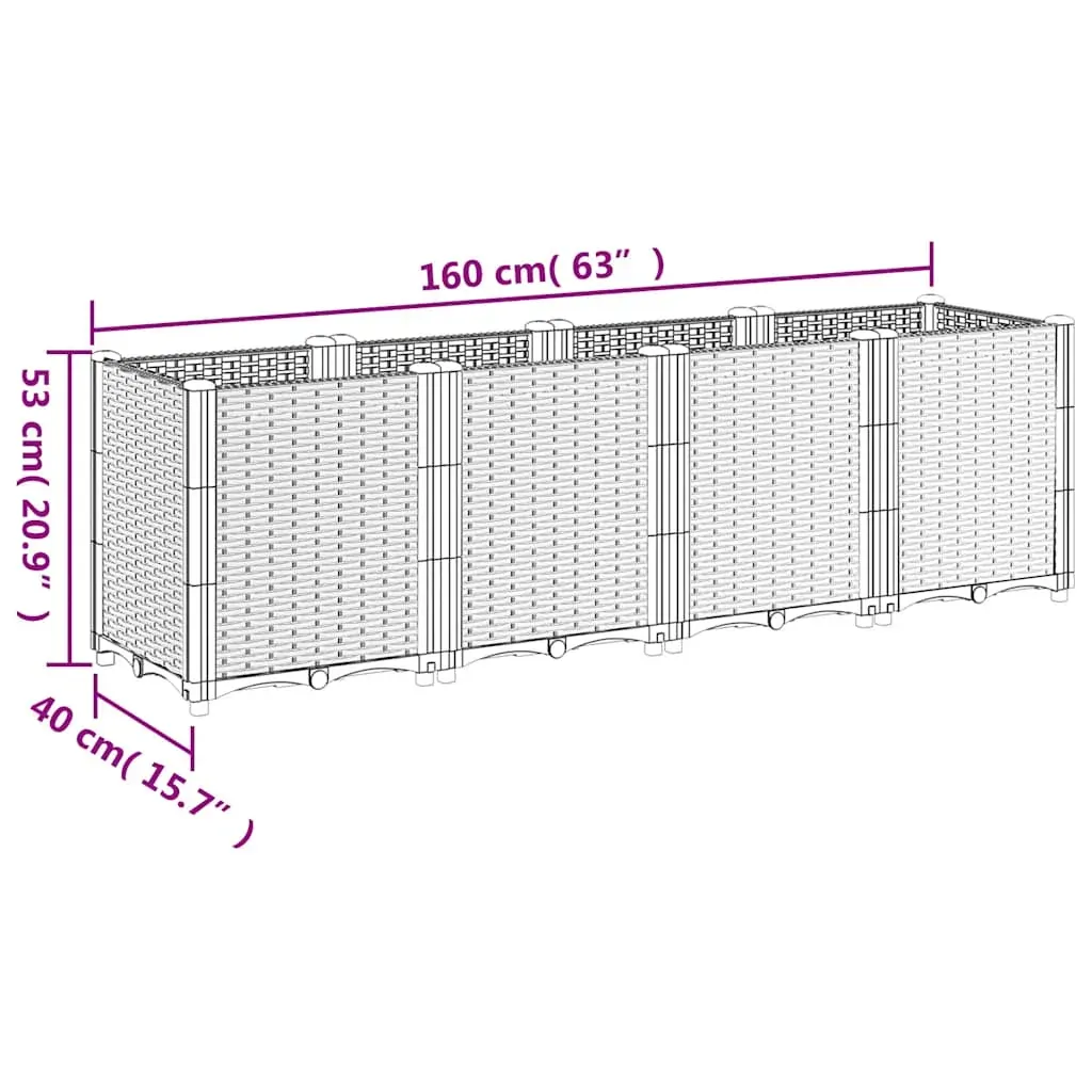 Garden Planter Blue Grey 160x40x53 cm PP Price