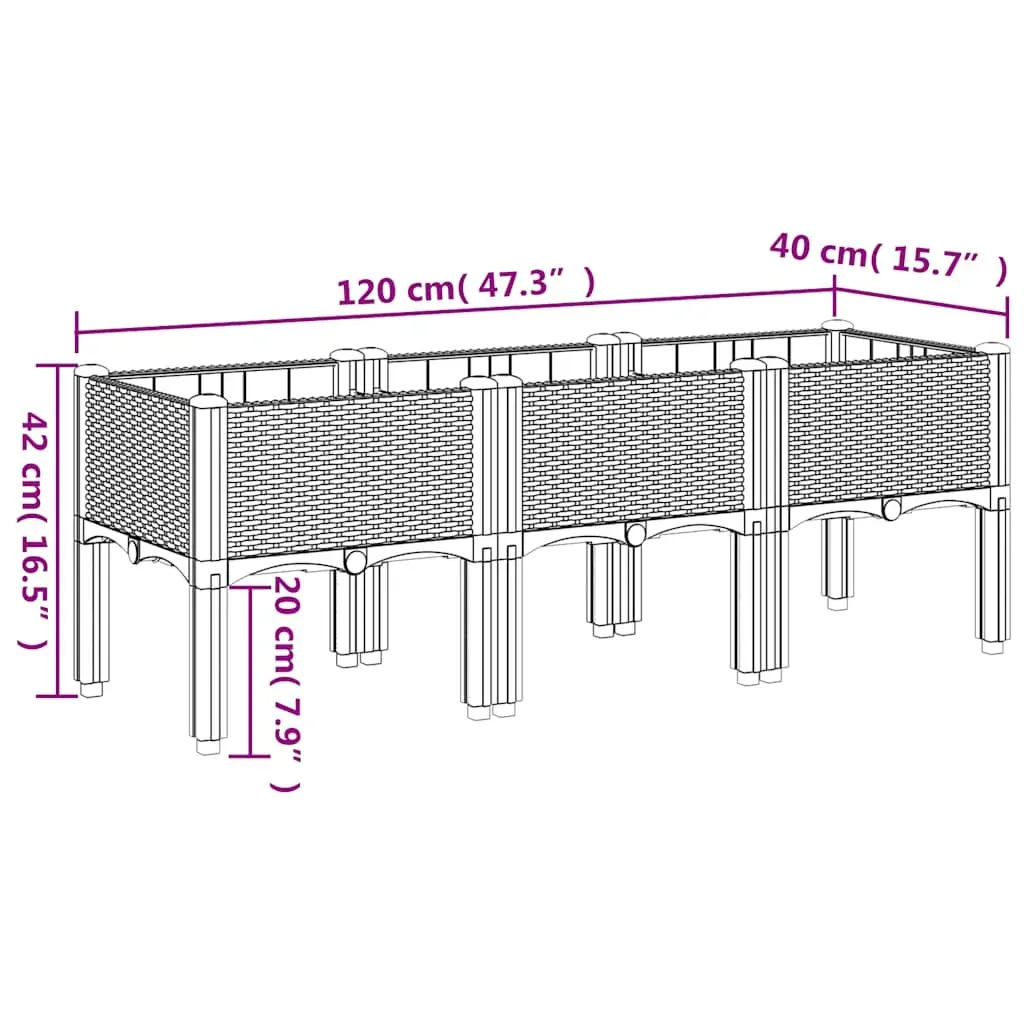 Garden Planter with Legs Blue Grey 120x40x42 cm PP Price