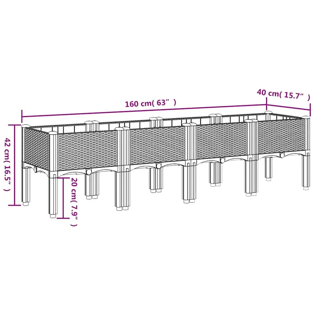Garden Planter with Legs Blue Grey 160x40x42 cm PP Price