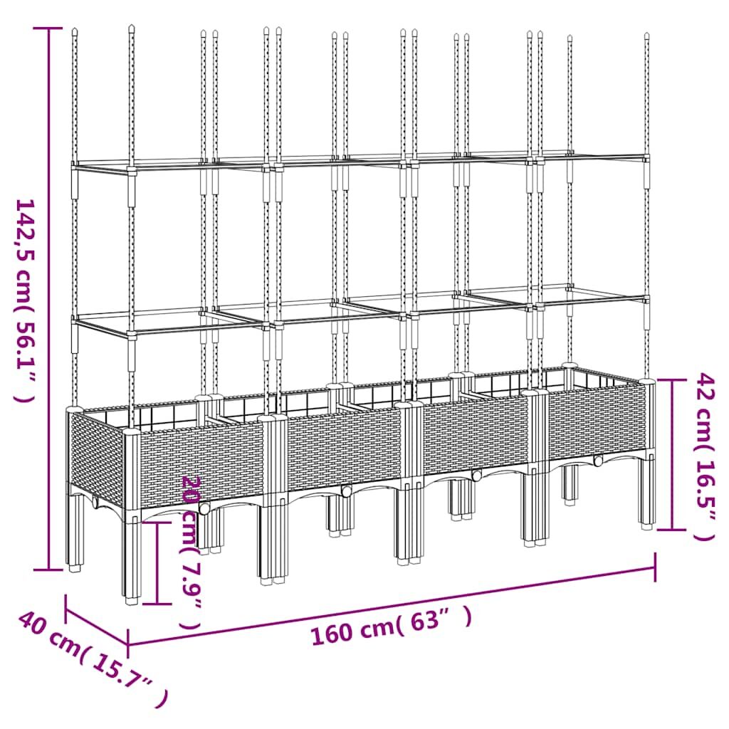 Garden Planter with Trellis Blue Grey 160x40x142.5 cm PP Price