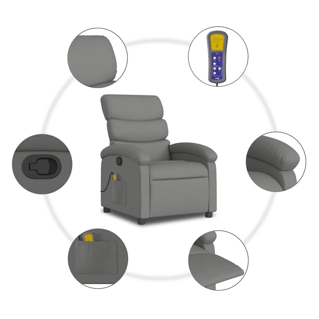 Massage Recliner Chair Dark Grey Fabric Price
