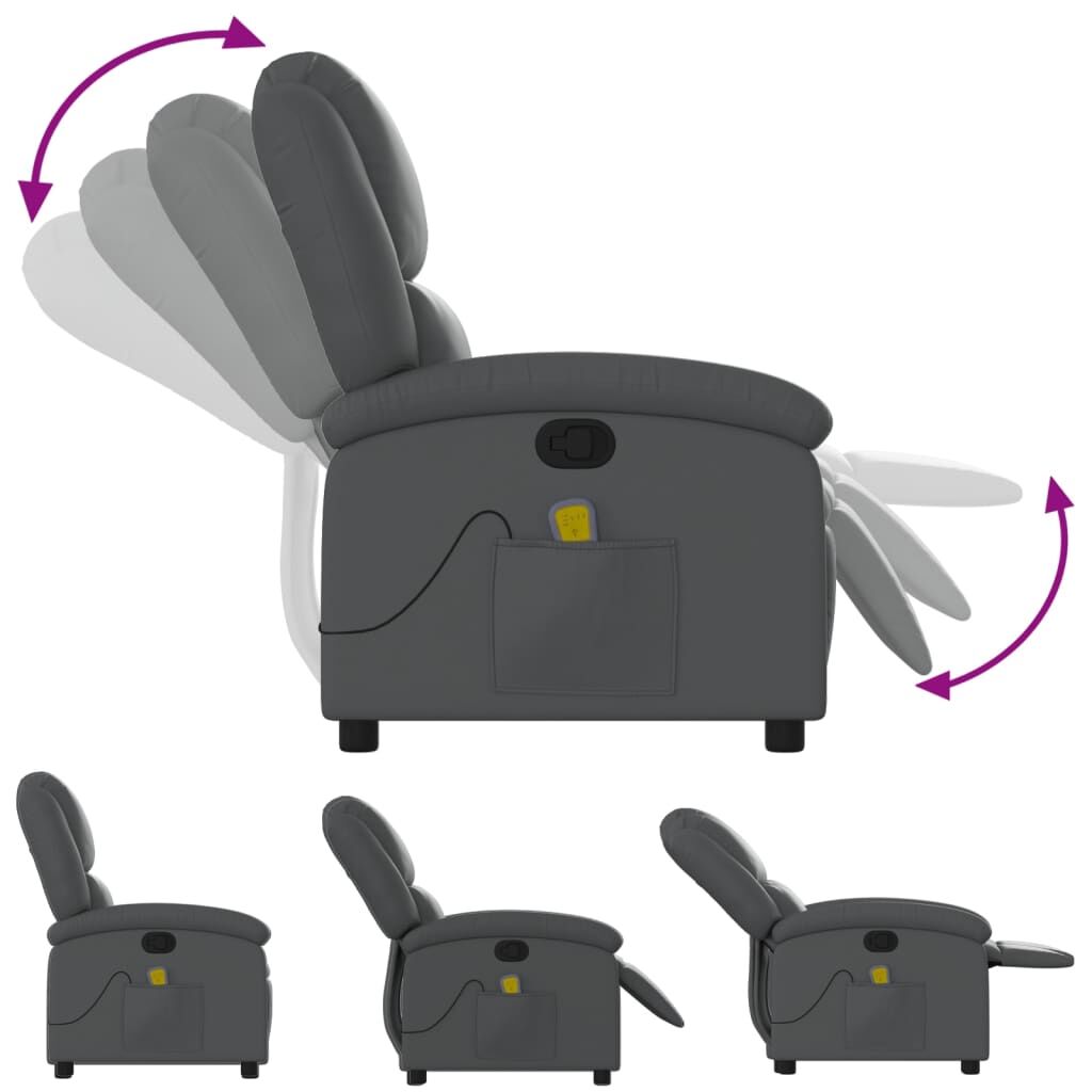 Massage Recliner Chair Grey Faux Leather Price