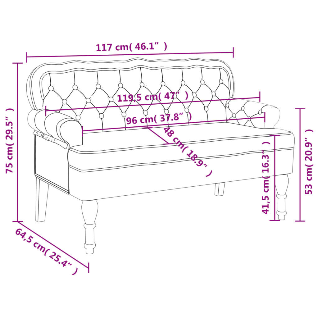 Bench with Backrest Brown 119.5x64.5x75 cm Faux Suede Leather Price
