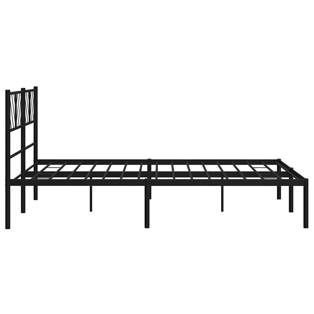 Metal Bed Frame without Mattress with Headboard Black 135x190 cm Price