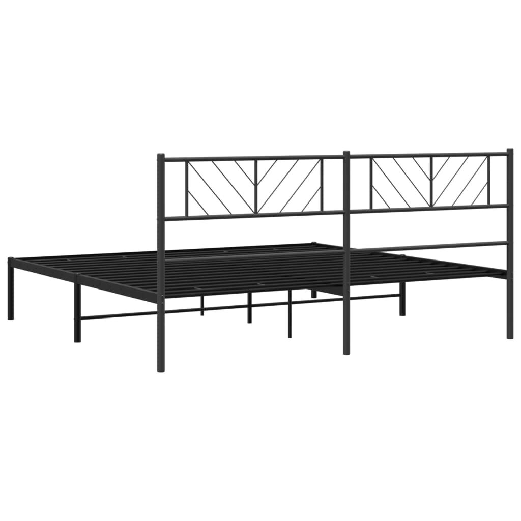 Metal Bed Frame without Mattress with Headboard Black 183x203 cm King Price