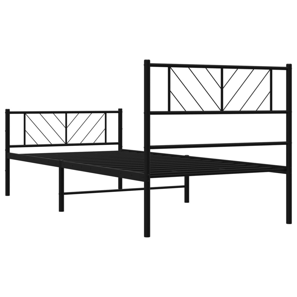 Metal Bed Frame without Mattress with Footboard Black 107x203 cm King Single Price