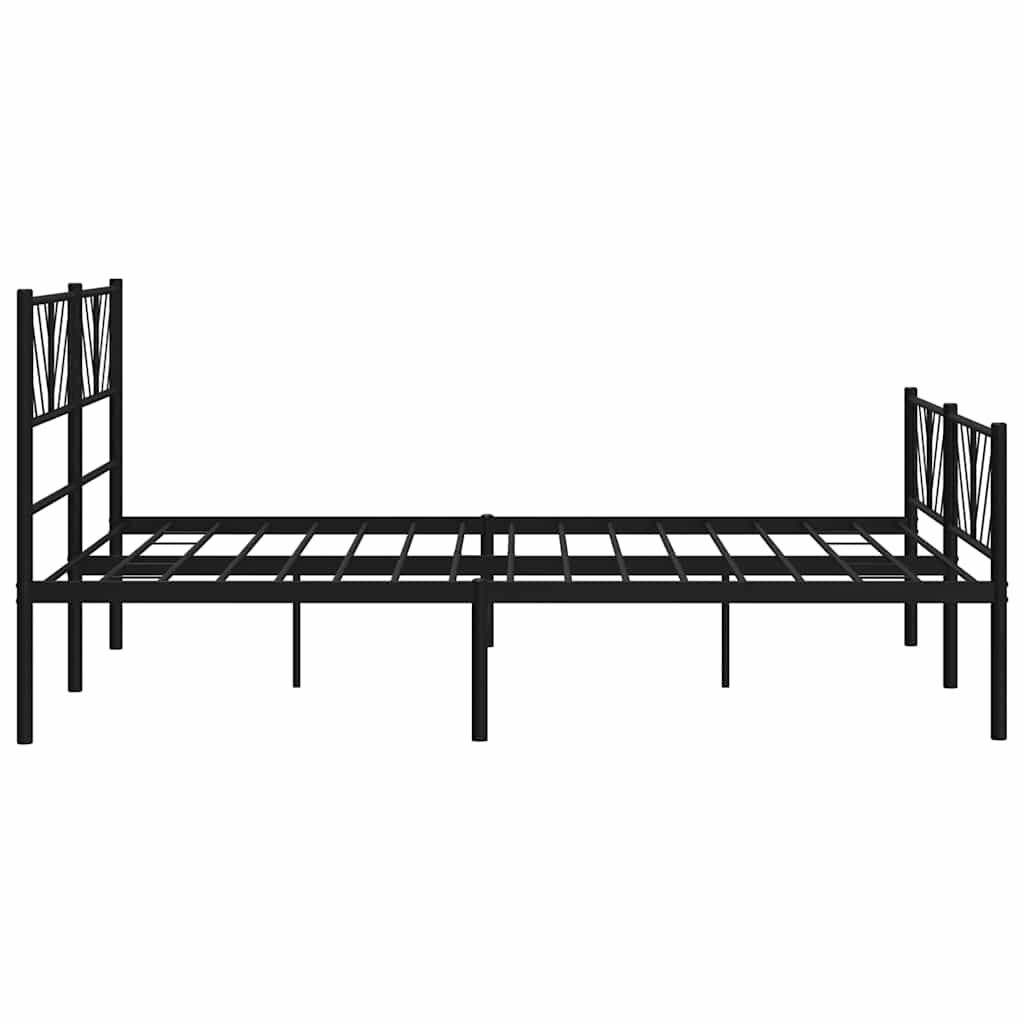Metal Bed Frame without Mattress with Footboard Black 135x190 cm Price