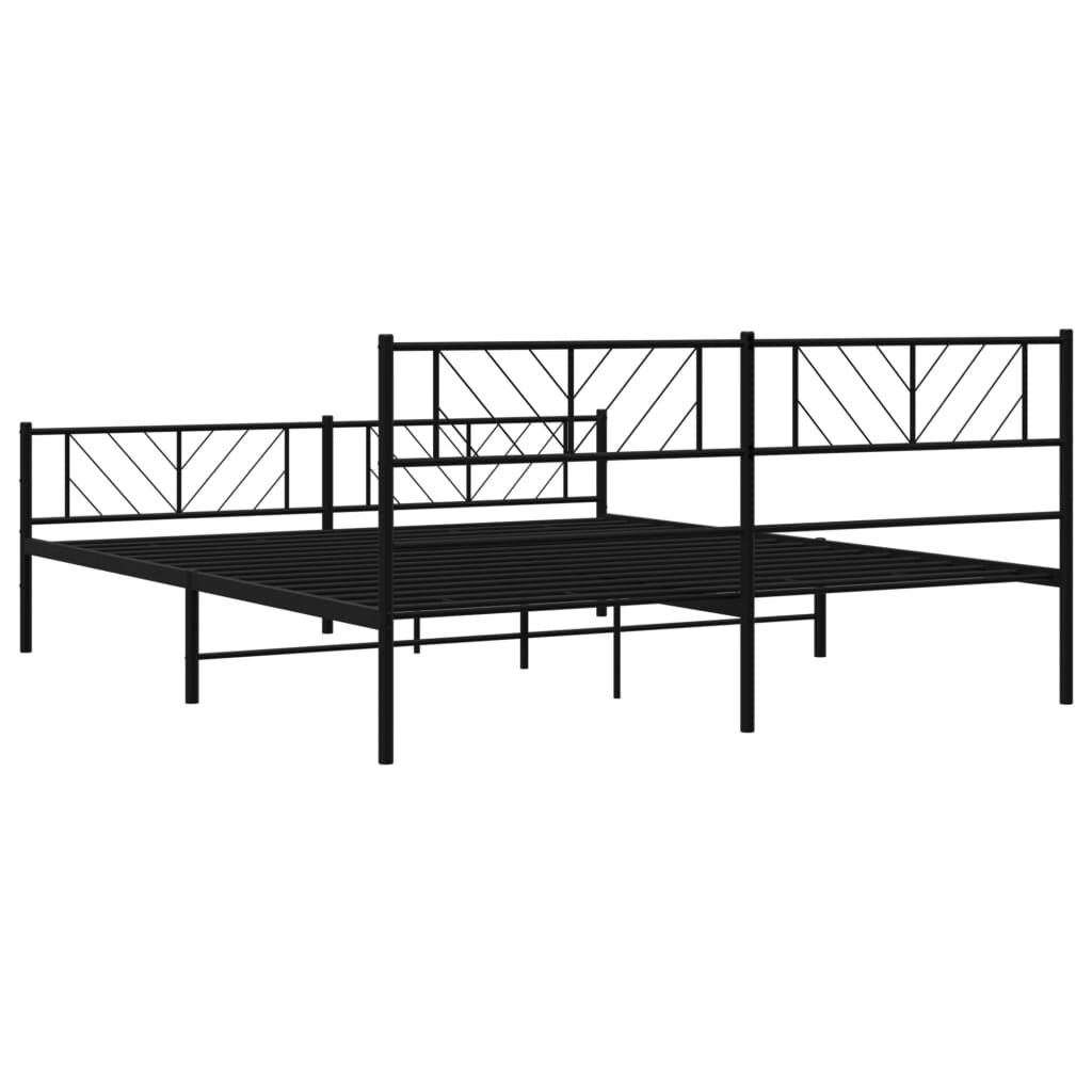 Metal Bed Frame without Mattress with Footboard Black 183x203 cm King Price