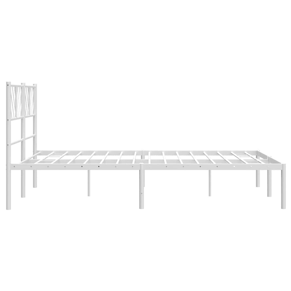 Metal Bed Frame without Mattress with Headboard White 150x200 cm Price