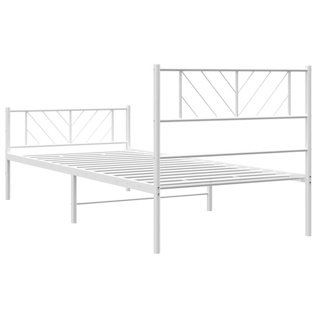 Metal Bed Frame without Mattress with Footboard White 107x203 cm King Single Price