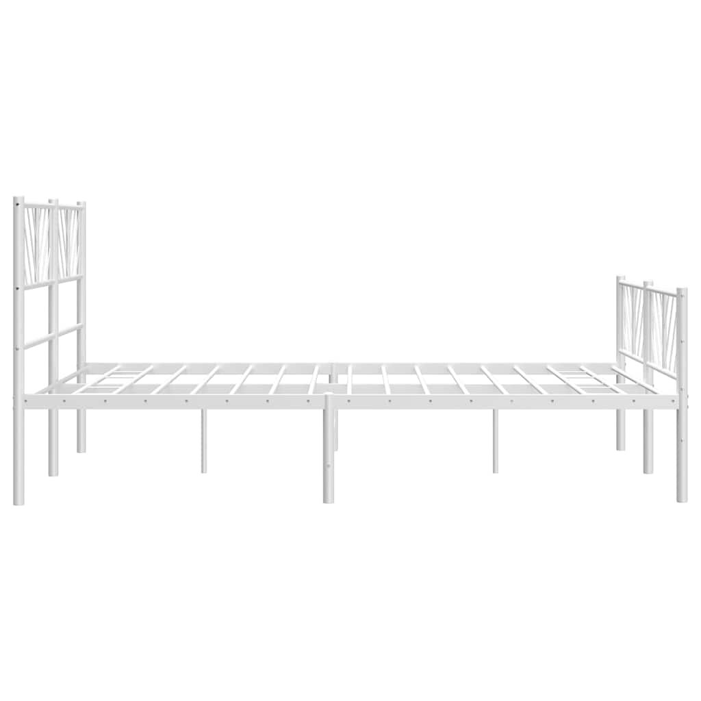 Metal Bed Frame without Mattress with Footboard White 135x190 cm Price