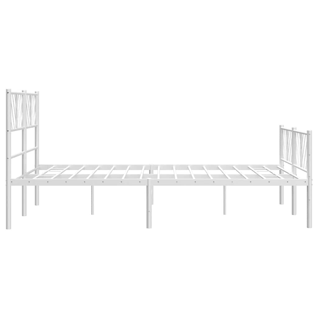 Metal Bed Frame without Mattress with Footboard White 150x200 cm Price