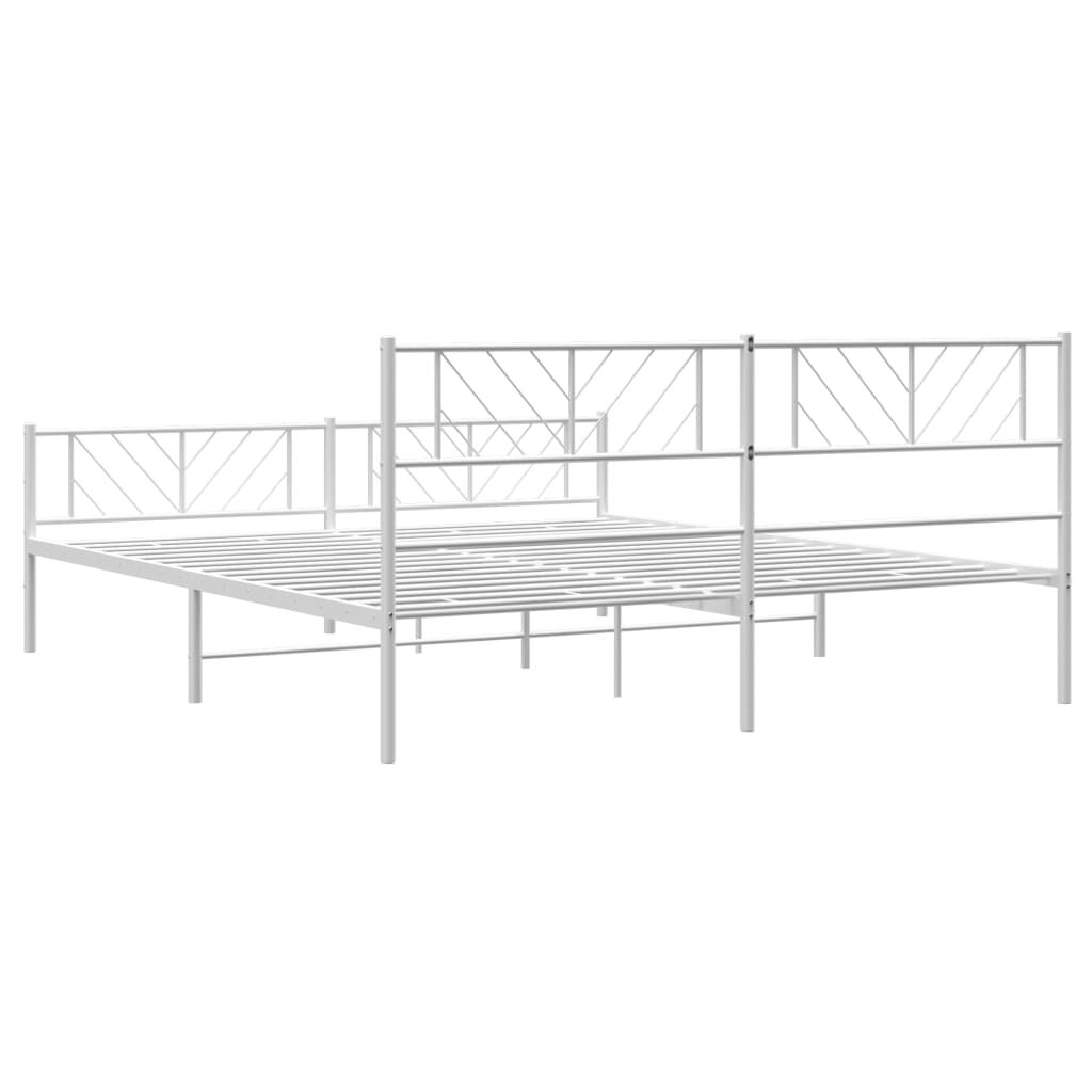 Metal Bed Frame without Mattress with Footboard White 183x203 cm King Price