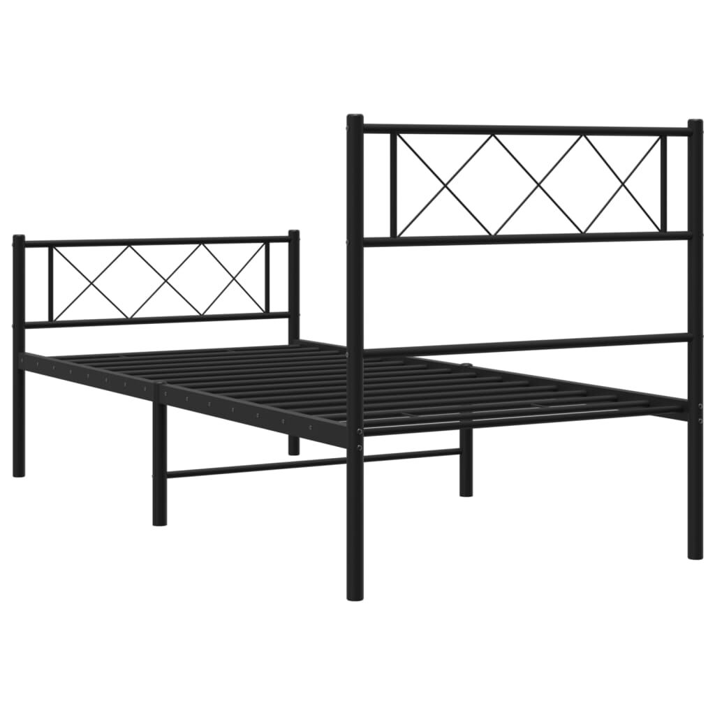 Metal Bed Frame without Mattress with Footboard Black 107x203 cm King Single Price