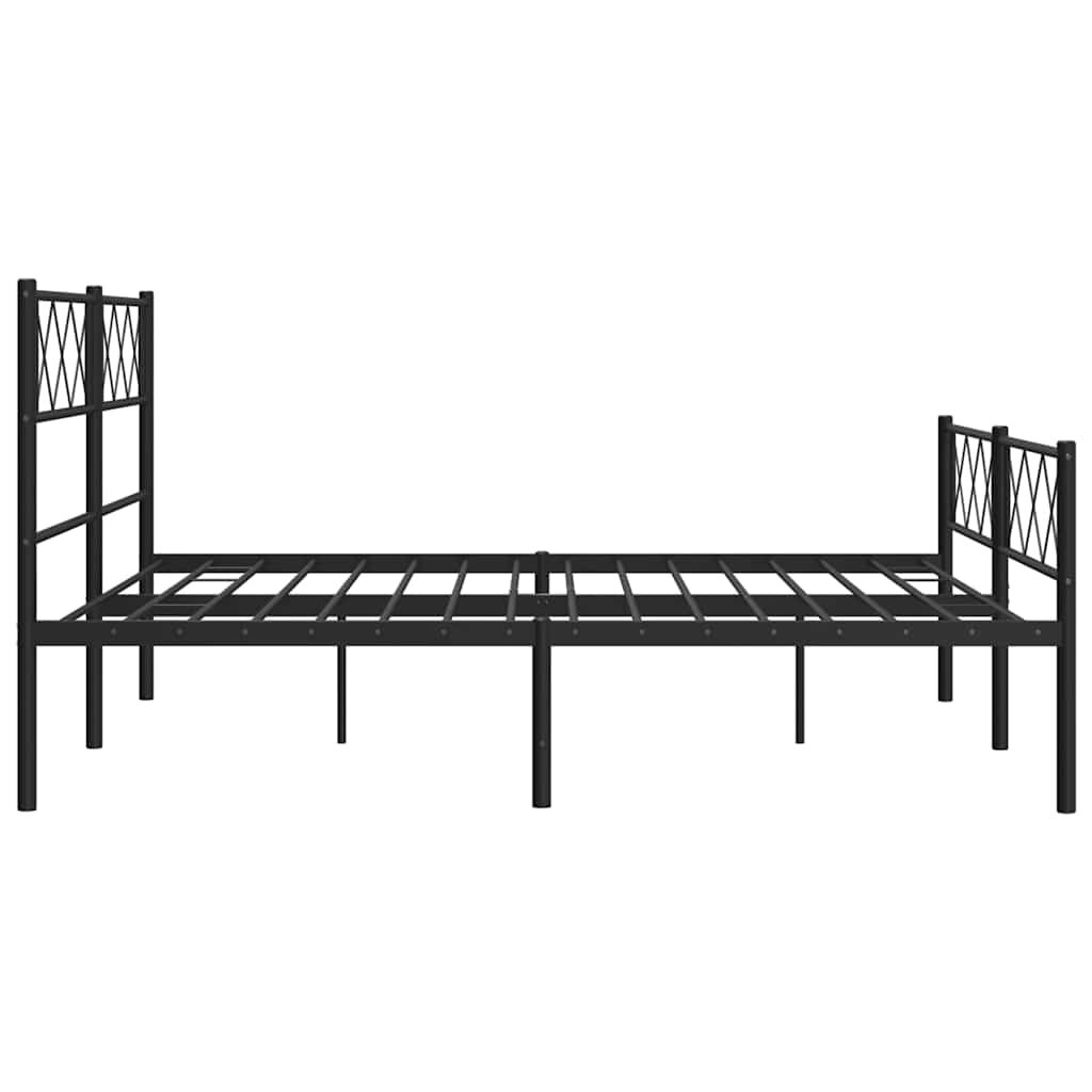Metal Bed Frame without Mattress with Footboard Black 135x190 cm Price