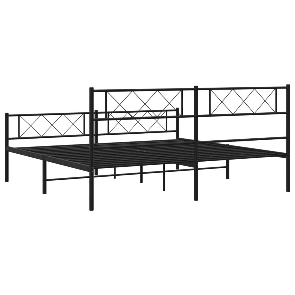 Metal Bed Frame without Mattress with Footboard Black 183x203 cm King Price