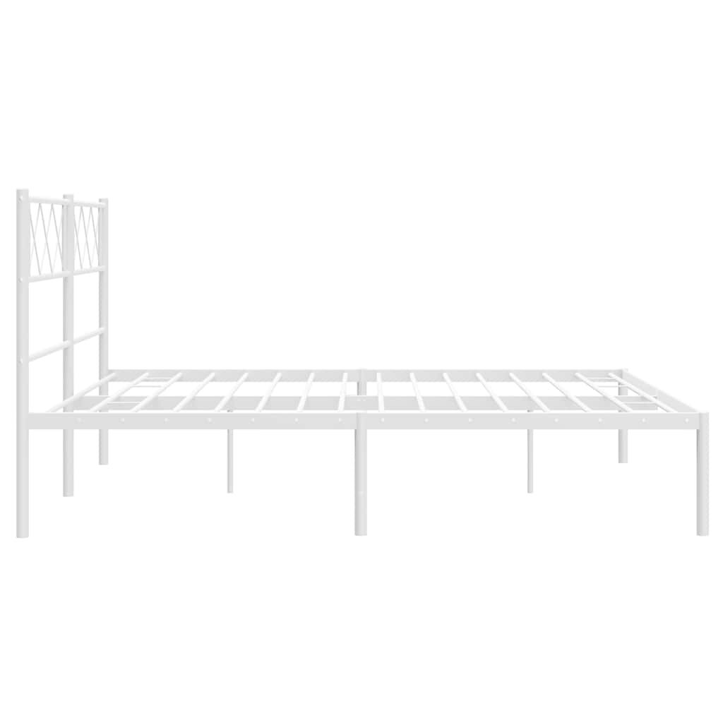 Metal Bed Frame without Mattress with Headboard White 150x200 cm Price