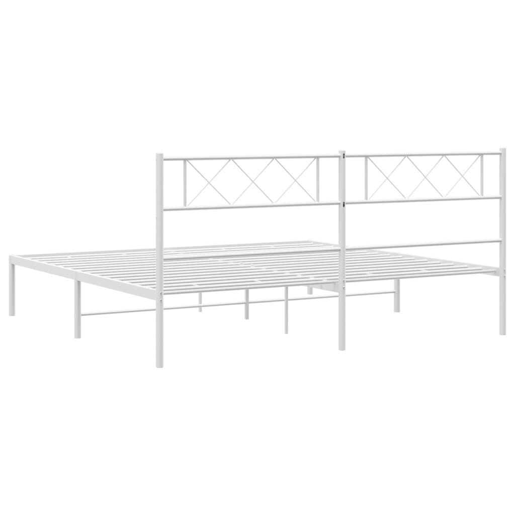 Metal Bed Frame without Mattress with Headboard White 183x203 cm King Price