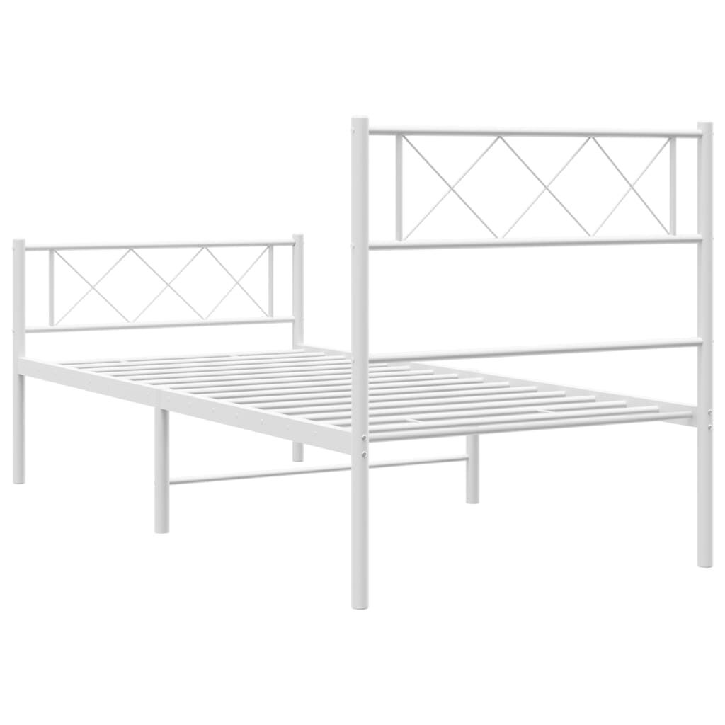 Metal Bed Frame without Mattress with Footboard White 90x190 cm Price