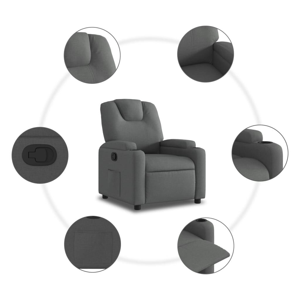 Recliner Chair Dark Grey Fabric Price