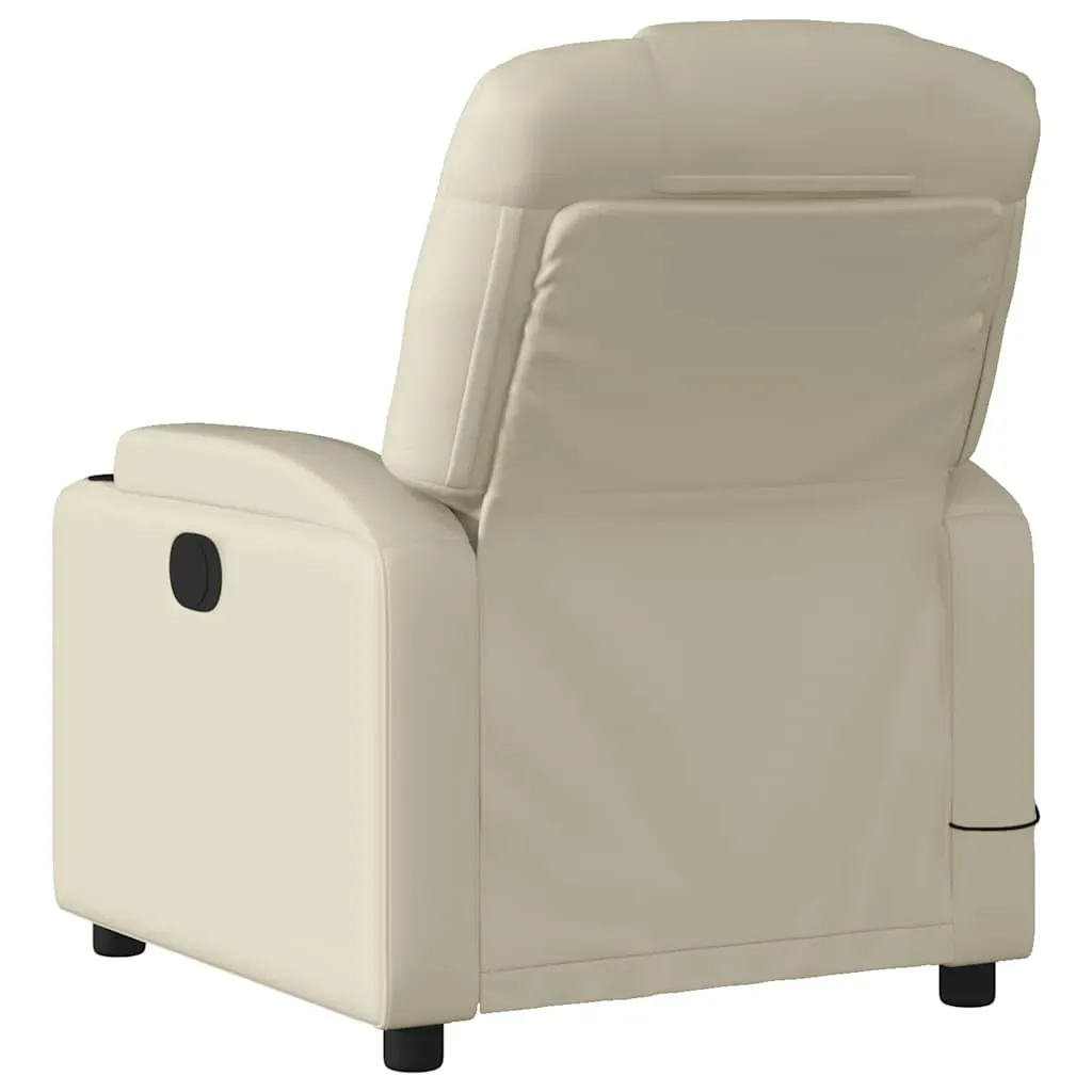Massage Recliner Chair Cream Faux Leather Price
