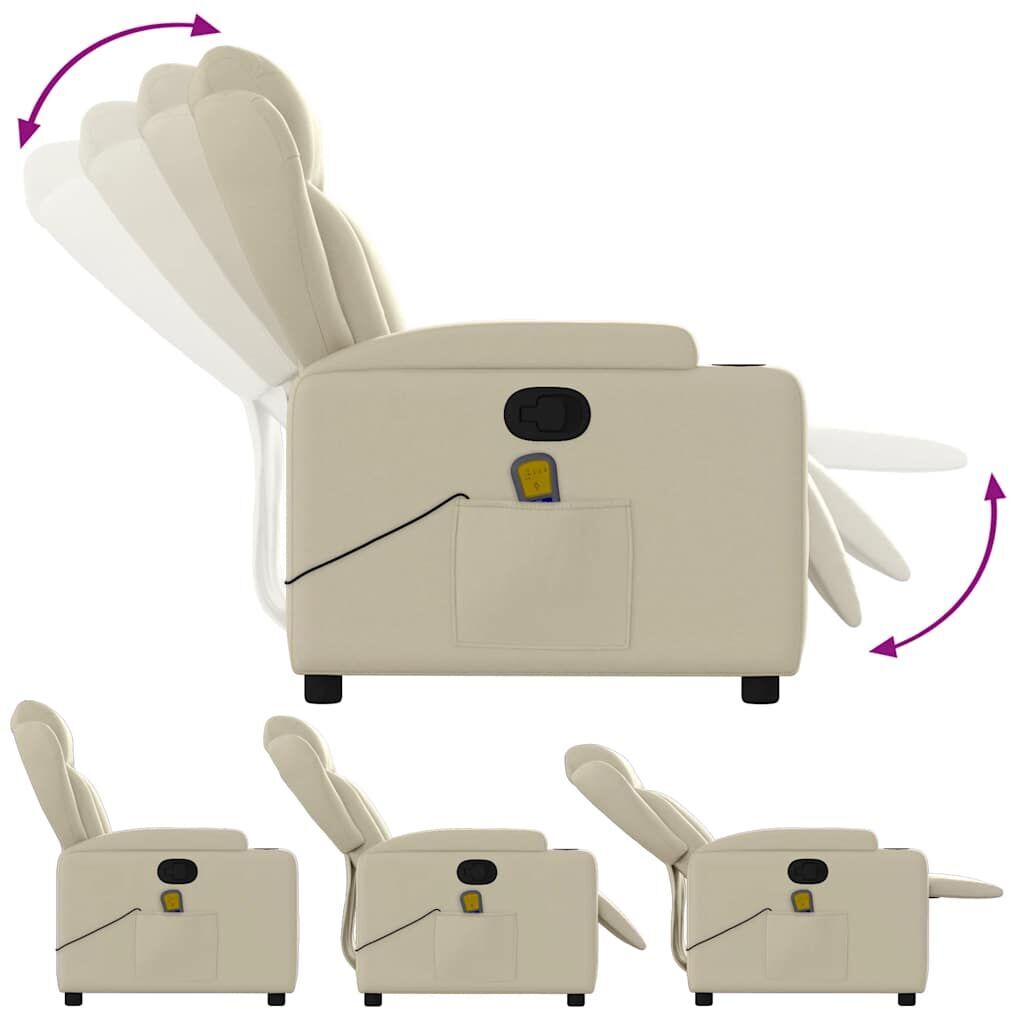 Massage Recliner Chair Cream Faux Leather Price
