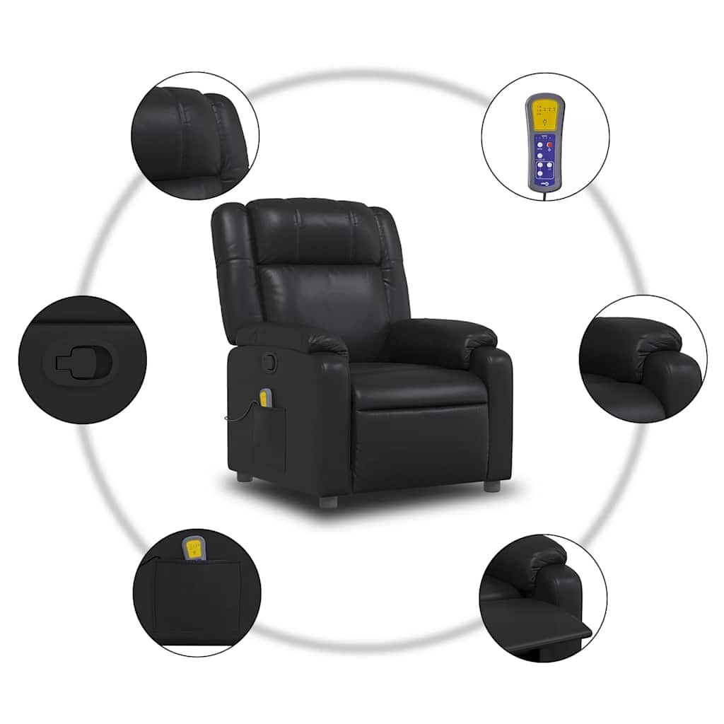 Massage Recliner Chair Black Faux Leather Price