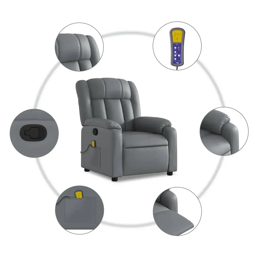 Massage Recliner Chair Grey Faux Leather Price